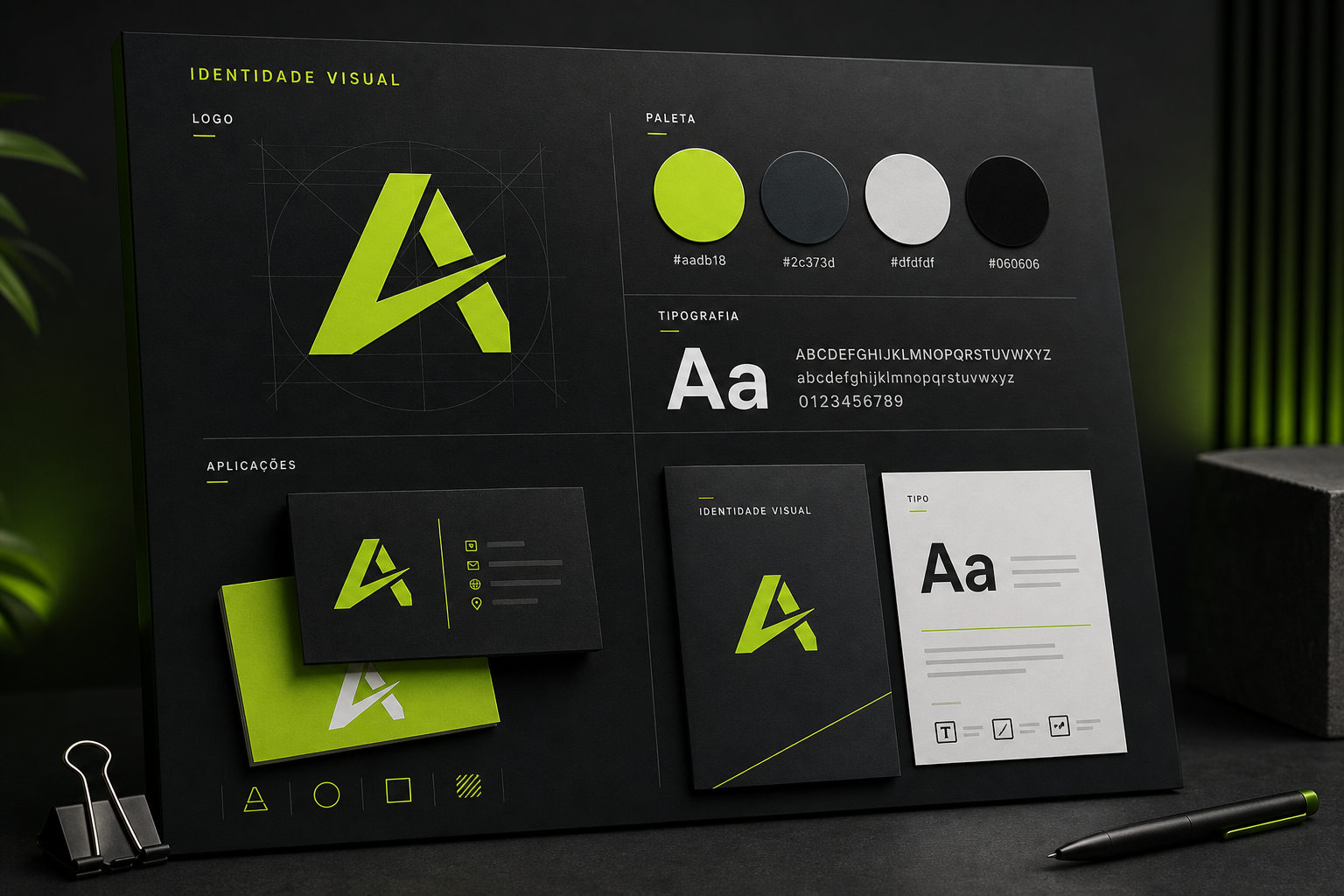 Mockup de logo e identidade visual